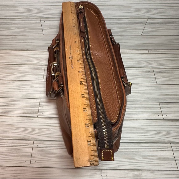 Dooney & Bourke Pebble Leather Satchel Shoulder Bag – Brown with Lock Detail - Picture 12 of 15